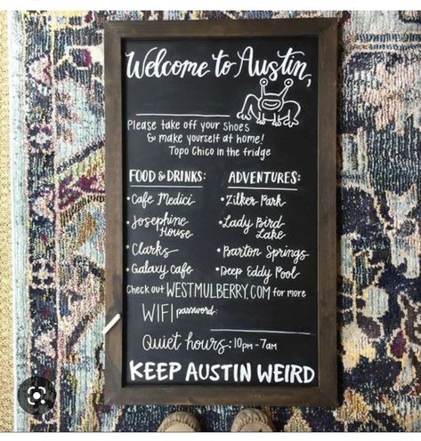 Airbnb Ideas, Rental Ideas, Smile Drawing, Zilker Park, Barton Springs, Airbnb House, Chalk Wall, Coffee Bars In Kitchen, Interactive Whiteboard