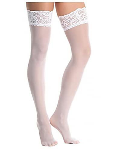 White Thigh High Stockings, Leg Stocking, Green Stockings, Lingerie Shorts, Womens Lace Tops, White Tights, White Stockings, Stocking Tops, Stockings Legs