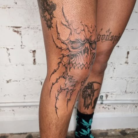 Shattered Knee Tattoo, Skull Knee Cap Tattoo, Skull Tattoos Knee, Men’s Knee Cap Tattoo, Knee Skeleton Tattoo, Round Knee Tattoo, Knee Hinge Tattoo, Kneee Tattoos, Tattoos Under Knee