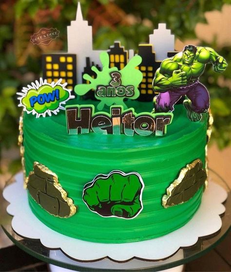 Bolo Do Hulk, Bolo Hulk, Hulk Birthday Cakes, Hulk Birthday, Brown Hair Balayage, Incredible Hulk, Party Treats, Cakes For Boys, 5th Birthday