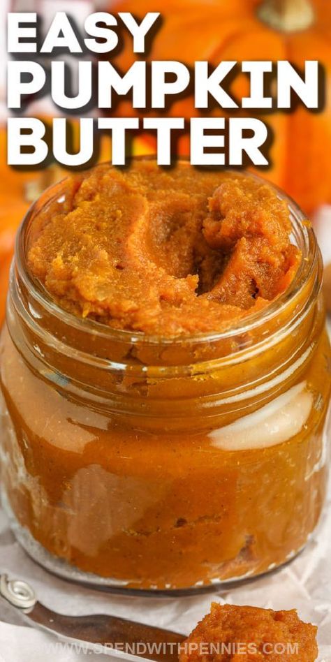 Pumpkin butter is easy to make on the stovetop with just 6 ingredients. Whip up a batch to make into Christmas gifts, or bring some to a party to share! #spendwithpennies #pumpkinbutter #spread #recipe Crockpot Pumpkin Butter Recipe, Preserving Pumpkins For Food, Pumpkin Butter Recipe Canning, Canned Pumpkin Butter Recipe, Easy Pumpkin Butter Recipe, Easy Pumpkin Butter, How To Make Pumpkin Butter, Pumpkin Butter Canning Recipe, Pumpkin Spread Recipe