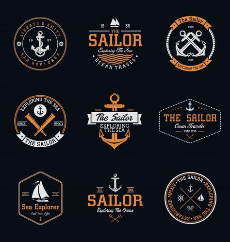 Vintage sailor badges Vector | Premium Download Sailor Logo, Sea Explorer, Vintage Sailor, Natural Logo, Badge Design, Graphic Editing, Premium Vector, Png Images, Graphic Resources