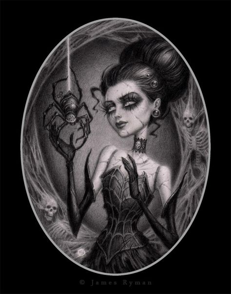 James Ryman Art Barbie Tattoo, Miss Muffet, Doll Drawing, Goth Wallpaper, Psy Art, Big Eyes Art, Dark Pictures, Goth Art, Magical Art