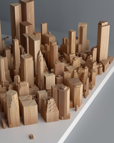 Apple City, Balsa Wood Models, Cool Things To Build, Wooden Apple, Mini City, Model City, Wood Building, Arch Model, Wooden Buildings