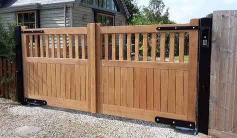 Timber Gates Halloween Decor Inspiration, Latest Gate Design, Wood Gates Driveway, Modern Main Gate Designs, Wooden Garden Gate, Wooden Gates Driveway, Idea Bedroom, Garden Gate Design, Timber Gates