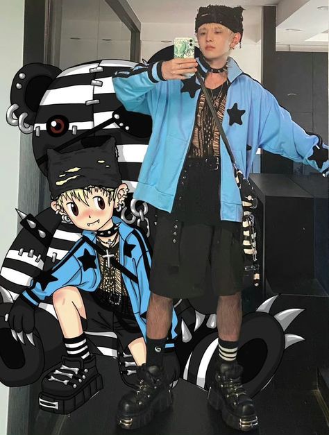 Harajuku Fashion Men, Casual Outfits Winter, Springs Outfit, Goth Outfit Inspo, Edgy Fits, Find Style, Gender Fluid Fashion, Outfit For Fall, Denim Projects