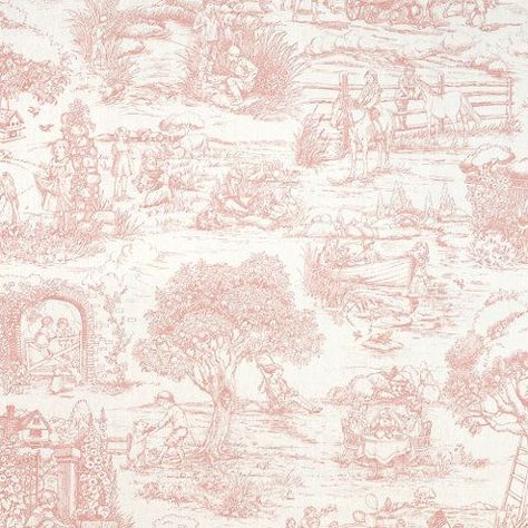 Pink Toile Wallpaper, French Nursery, Ralph Lauren Fabric, Toile Wallpaper, French Toile, Children's Garden, Toile Fabric, Ralph Lauren Kids, Nursery Colors