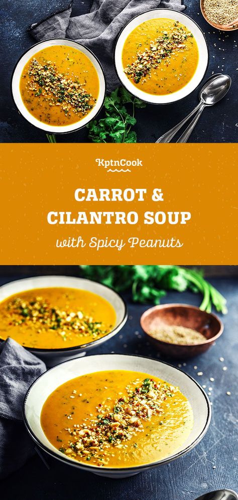 Cilantro Soup, Carrot Ginger Soup, Ginger Soup, Joy Filled Eats, Party Food Dessert, Best Vegetarian Recipes, Spicy Peanuts, Chopping Block, 30 Minute Meals