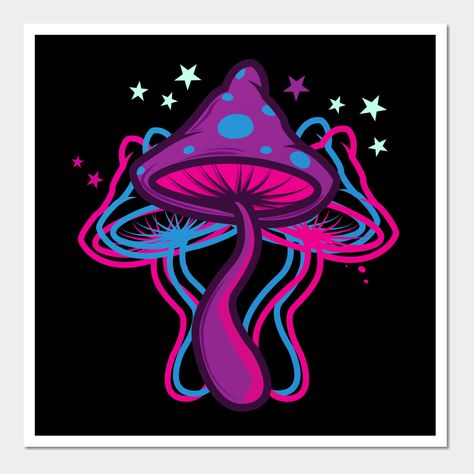 Psychedelic Mushrooms -- Choose from our vast selection of art prints and posters to match with your desired size to make the perfect print or poster. Pick your favorite: Movies, TV Shows, Art, and so much more! Available in mini, small, medium, large, and extra-large depending on the design. For men, women, and children. Perfect for decoration. Trippy Mushroom Art, Colorful Mushroom Art, Trippy Mushroom, Psycodelic Mushrooms, Mushroom Tripping Art, Trippy Mushroom Painting, Neon Mushroom Painting, Psylocibin Mushrooms Art, Mushroom Painting Trippy