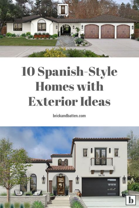 10 Spanish-Style Homes with Exterior Ideas - brick&batten Spanish Homes Exterior, Spanish Home Exteriors, Spanish House Exterior, Spanish Style Home Exterior, Modern Spanish Style Homes, Spanish Style Exterior, Spanish Mediterranean Homes, Modern Spanish Style, Spanish Exterior