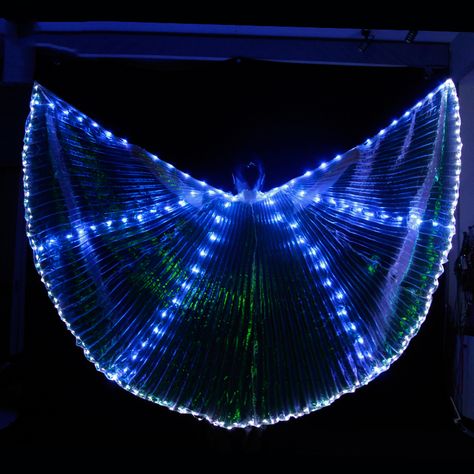 Light Up Wings, Movable Wings Diy, Light Up Costume Wings, Angel Wings Led Lights, Led Tutu, Led Costume, Dance Garments, Dance Stage, Performance Wear