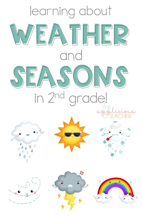 learning about weather and seasons in 2nd grade. Great post with so many great activities for teaching weather and the seasons in 2nd grade Weather 2nd Grade, Weather Unit Preschool, Weather Unit Kindergarten, Teaching Seasons, Homeschooling 2nd Grade, Weather Unit Study, Weather Activities Preschool, Weather Activities For Kids, Teaching Weather