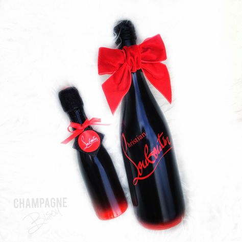 Christian Louboutin Theme champagne & mini champagne with a red bottom. Hand made by @champagnebisou #christianlouboutin#redbottoms#louboutins#louboutinchampagne#champagne#louboutintheme#champagnebisou Red Party Themes, 68 Birthday, Custom Wine Bottles, Bling Bottles, Bling Ideas, Mini Champagne, Red Bottom, Red Party, 40th Birthday Parties