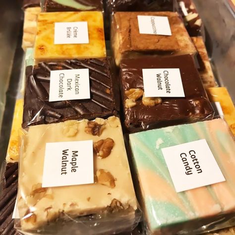 The Best Fudge Shops in America How To Package Fudge As A Gift, Gifting Fudge Packaging, Fudge Packaging Ideas Bake Sale, Packaging Fudge To Sell, How To Package Fudge To Sell, Fudge Display Ideas, Fudge Display, Fudge Packaging Ideas, Fudge Business