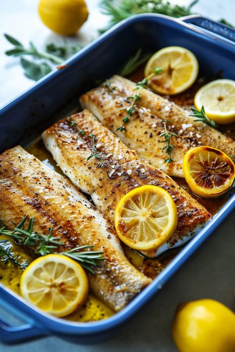 Mediterranean Herb and Lemon Baked Branzino - Cooking Mediterranean Baked Branzino Recipe, Branzino Fish Recipe, Baked Branzino, Branzino Recipe, Filet Recipes, Mediterranean Recipes Healthy, Fish Dinner Recipes, Fish Recipes Healthy, Fish Dinner