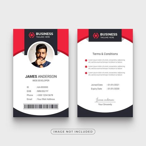 Corporate office employee id card templa... | Premium Psd #Freepik #psd #office-id #corporate-id #staff-id #employee-id-card Staff Id Card Design, Identity Card Design, Office Employee, Employee Id Card, Employees Card, V Card, Corporate Id, School Id, Id Card Template