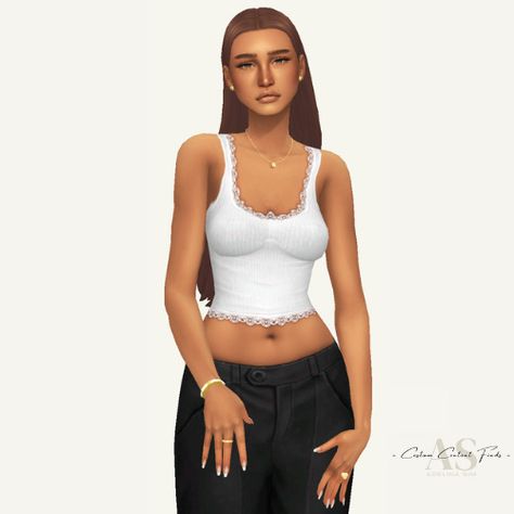 Adelina The Sims 4 Cc Tank Top, Ts4 Tank Top, Sims 4 Off The Shoulder Top, Sims 4 Cc Tank Top, Sims 4 Tank Top, Tank Top Straps, Sims 4 Clothing, The Sims4, Lace Tank Top