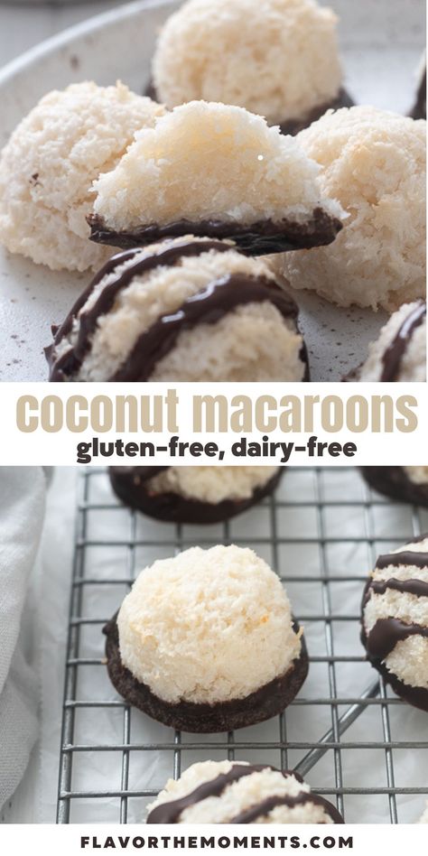 Coconut Macaroons are addictively chewy with no condensed milk and just a few ingredients! They're so easy to make and are dairy and gluten-free! #coconut #macaroons #dairyfree Coconut Macaroons Recipe Gluten Free, Gluten Free Macaroons, Gluten Free Coconut Macaroons, Coconut Macaroons Easy, Gluten Free Milk, Hot Cocoa Cookies, Coconut Macaroons Recipe, Paleo Cookies, Gluten Free Egg Free