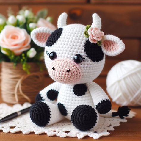 Crochet Cow Free Pattern Amigurumi, Free Crochet Cow Pattern, Free Cow Crochet Patterns, Crochet Cow Pattern Free, Vaca A Crochet, Crochet Cow Free Pattern, Amigurumi Cow Free Pattern, Cow Amigurumi Free Pattern, Cow Amigurumi Pattern