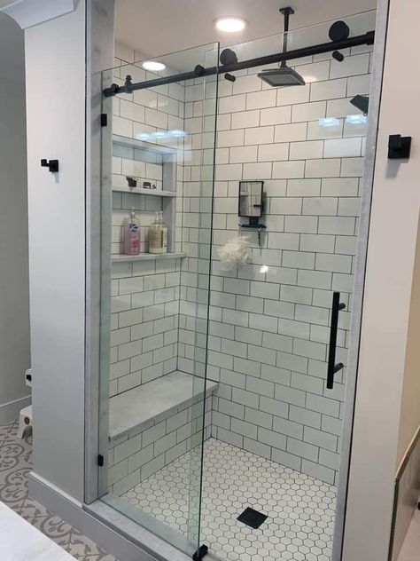 Master Shower Makeover, Small Bathroom Shower Only Ideas, Smaller Shower Ideas, Small Bathroom Remodels With Walk In Showers, Smaller Walk In Shower Ideas, Small Bathroom Remodel With Standing Shower Only, Walk In Shower Bathroom Remodel, Stand Up Showers Ideas, Shower Measurements Walk In