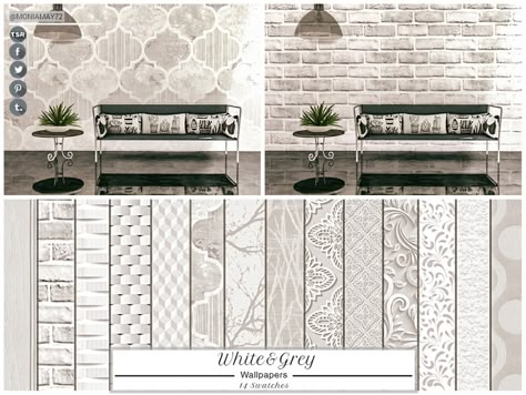 The Sims Resource - White&Grey Wallpapers Sims 4 Cc The Sims Resource Wallpaper, The Sims 4 Cc Wall Paint, Sims 4 Cc Wallpaper Tile, Sims 4 Cc Wallpaper Modern, Sims 4 Wall Paint Cc, Sims 4 Cc Wallpaper And Floors, Sims 4 Tsr Cc, Sims 4 Cc Paint, Sims 4 Cc Exterior Walls