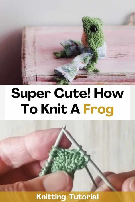 Super Cute! How To Knit A Frog Knitted Frogs Patterns, Crochet Frog Tutorial Video, Super Easy Knitting Projects, Knitting Frog Pattern, Mouse Knitting Pattern Free, Free Frog Knitting Pattern, How To Knit A Frog, Frog Crochet Tutorial, Mini Knitting Projects