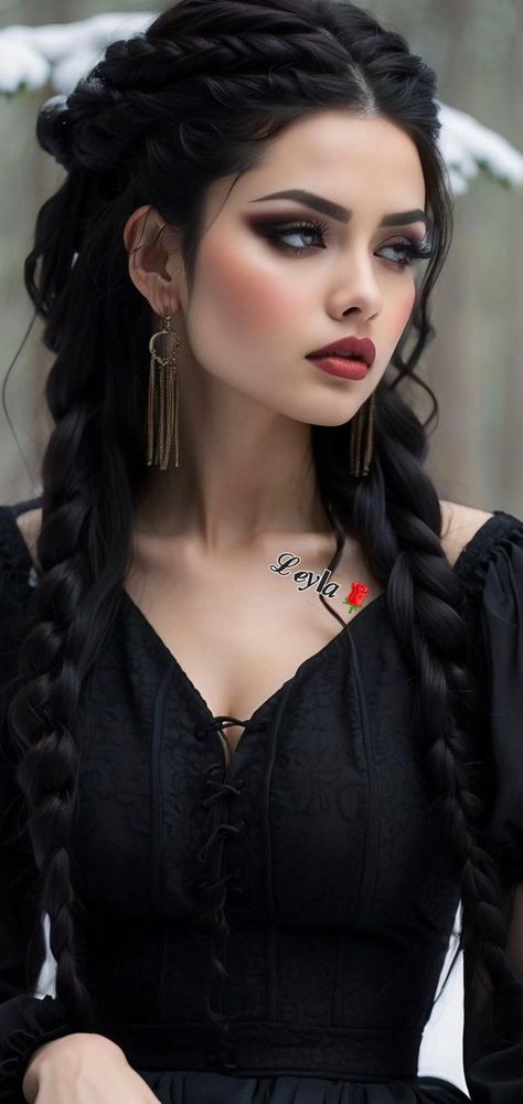 Women Vampire Hairstyles, Medieval Wedding Makeup, Wiccan Hairstyles, Aristocratic Hairstyles, Simple Victorian Hairstyles, Gothic Victorian Hairstyles, Vampire Updo Hairstyles, Viking Wedding Makeup, Witchy Hairstyles Long