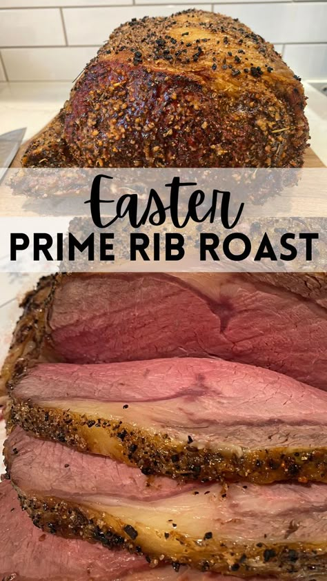 This Easter celebration deserves a centerpiece that's both elegant and effortless. Introducing our flavorful prime rib roast recipe, featuring a crispy, herb-infused crust and tender, melt-in-your-mouth meat. This simple yet impressive dish is sure to leave your guests delighted. #easterdinner #primerib #springrecipes #sundaydinner Garlic Butter Prime Rib Recipe, Boneless Prime Rib Recipe, Cooking Prime Rib Roast, Boneless Prime Rib Roast, Christmas Beef, Leftover Prime Rib, Prime Rib Roast Recipe, Ribeye Roast, Boneless Ribs