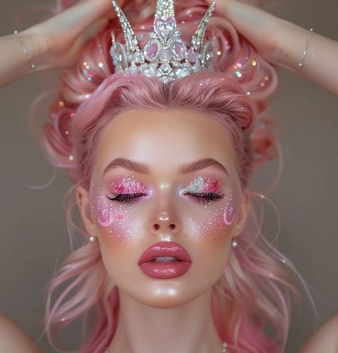 Nutcracker Makeup Ballet, Sugarplum Fairy Makeup, Candyland Makeup, Movie Character Makeup, Candy Crown, Statement Makeup, Extreme Makeup, Candy Makeup, Princess Makeup