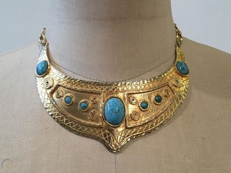 Collar Choker, Costume Necklaces, Egyptian Revival, Gold Choker Necklace, Vintage Necklaces, Gold Choker, Choker Collar, Vintage Antique Jewelry, Vintage Costume Jewelry