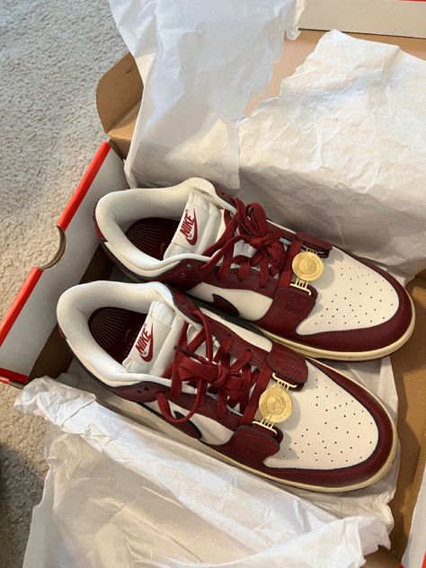 Maroon Dunks, Maroon Shoes, Dunks Low, Stunning Prom Dresses, Team Red, Womens Air Jordans, Shoe Inspo, Red Nike, Nike Sneakers Women