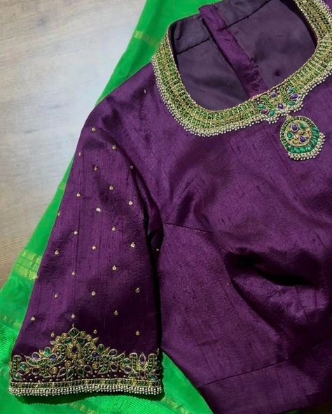 🍷 Unleash Elegance with Our Wine Color Jadau Kundan Maggam Blouse! 🍷 Turn heads with this Wine Color Jadau Kundan Maggam Blouse, perfect for weddings and grand celebrations. The rich wine shade paired with intricate kundan detailing creates a luxurious look, adding timeless elegance to any outfit! ✨ 🌸 Fabric: Premium Half Pattu / Raw Silk 🚚 Dispatch: 4 Days 💰 Price: ₹3000 (Unstitched) | ₹3550 (Stitched) 🎨 Customization: Available in various colors and sizes to perfectly match your style. S... Maggam Blouse, Beaded Necklace Designs, Wine Color, Wine Colored, Raw Silk, Necklace Designs, Timeless Elegance, Jay, Beaded Necklace