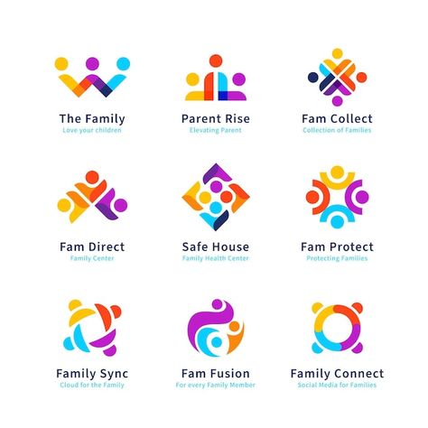 Family logo collection | Premium Vector #Freepik #vector #family-logo #logo-collection #logo-set #logo-pack Www Logo, Community Logo Design, Unity Logo, Family Logo, Community Logo, Education Logo, Health Logo, Logo Collection, Logo Concept