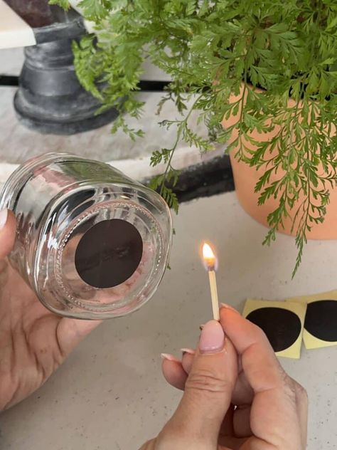 Striking a match on a match striker candle jar. Diy Matches Jar, How To Repurpose Candle Jars, How To Clean Candle Jars, Used Candle Jars Ideas, What To Do With Empty Candle Jars, How To Reuse Candle Jars, Upcycle Candle Jar Ideas, Old Candle Jars Reuse, Reuse Glass Candle Jars