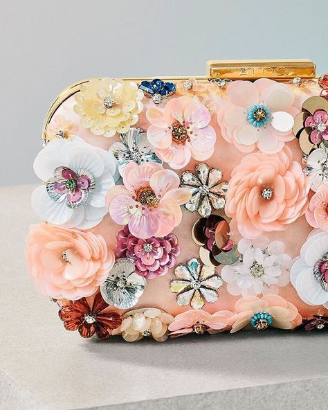 For the bride or the grad, be celebration-season ready with blooming box clutch Daromara. #bagandbrag Floral Bags Handbags, Bridesmaid Purses, Flower Bags, Pearl Clutch, Wedding Handbag, Bridal Purse, Embellished Clutch, Floral Bags, Cool Gifts For Women