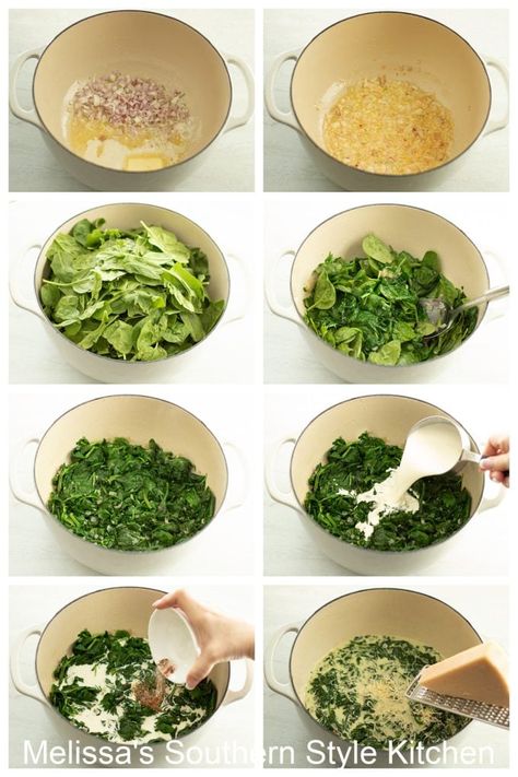 Creamed Spinach Creamed Spinach Recipe Fresh, Cream Of Spinach Recipe, Creamy Spinach Recipes, Creamed Spinach With Fresh Spinach, Cream Spinach Recipe, Boston Market Creamed Spinach, Cooked Spinach Recipes, Spinach Creamed, Healthy Creamed Spinach