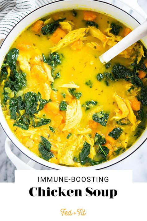 Healing Chicken Soup, Ginger Chicken Soup, Turmeric Soup, Healing Soup, Fed And Fit, Chicken Soup Recipe, Turmeric Recipes, Ginger Chicken, Ginger Turmeric