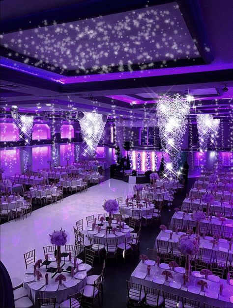 Debut Theme Ideas Purple, Purple Venue For 18th Birthday, Violet Debut Theme, 15 Purple Decorations, Quince Themes Purple, Quince Decorations Lavender, Purple Quinceanera Venue Ideas, Royal Purple Quince, Quinceanera Lavender Theme