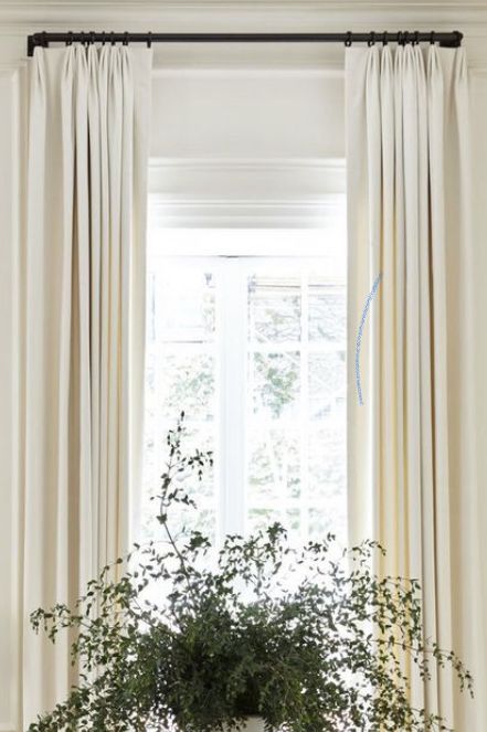 Cream Curtains Black Rod, Cream Drapes Living Room, Neutral Drapes, Master Vision, Modern Drapery, Modern Draperies, White Linen Curtains, Glam Living Room Decor, Drapery Styles