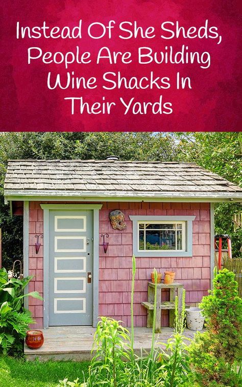 Now, this is a DIY I can get behind! Cheers! 🥂 She Shed Wine Bar, Shed Windows, Outdoor Eating Area, Bar Shed, Backyard Buildings, Backyard Bar, Outdoor Eating, Backyard Shed, Herbal Magic