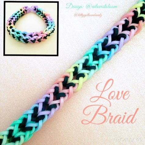 Types Of Rainbow Loom Bracelets, Rainbow Loom Bracelets To Make, Cute Loom Band Bracelet Ideas, Loom Band Bracelets Patterns, Look Bands Bracelet, Rainbow Loom Ideas Without A Loom, Loom Bands Bracelets Tutorial, Cool Things To Make With Rainbow Loom, Valentines Rainbow Loom