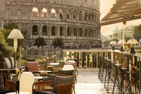 Rooftop Bar Rome, Honeymoon Aesthetic, Rome Restaurants, Vacation Europe, Europe 2024, Rome Hotels, Colosseum Rome, Romantic Hotel, The Colosseum