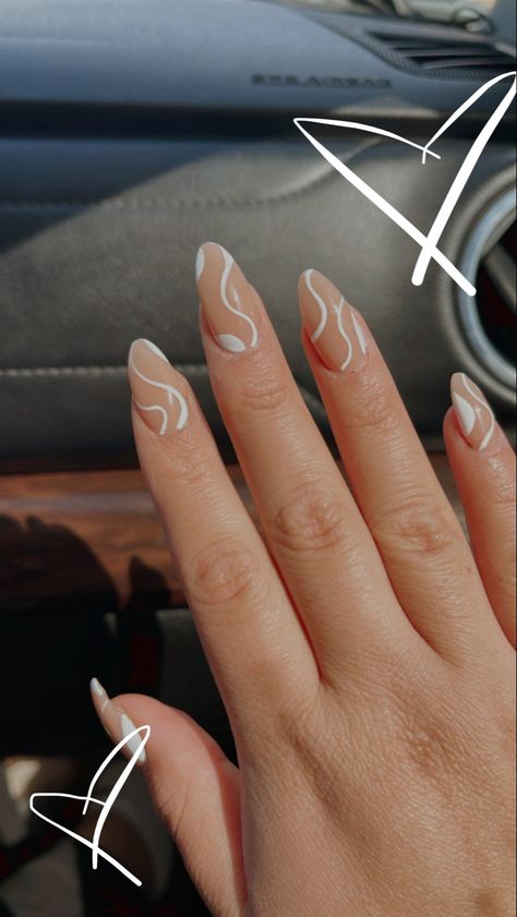 Line Nail Designs, Cute Almond Nails, Trending Summer Nails, Swirl Nail Art, Summer Nails 2023, Nail 2023, Hoco Nails, Wave Nails, Line Nail Art