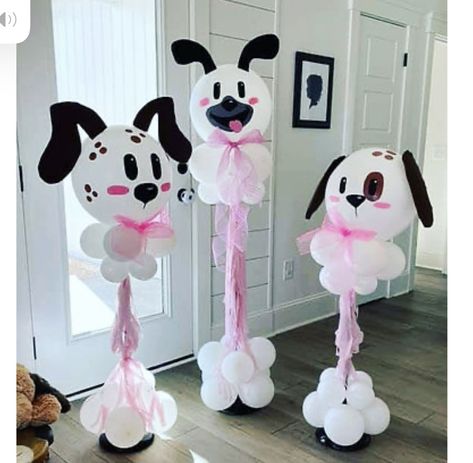 Puppies made out of balloons Puppy Birthday Party Decorations, Dog Centerpiece Ideas, Puppy Balloon Arch, Dog Balloon Arch, Dog Balloon Garland, Puppy Pawty Balloon Garland, Puppy Party Balloons, Birthday Ballon Decorations, Puppy Balloons