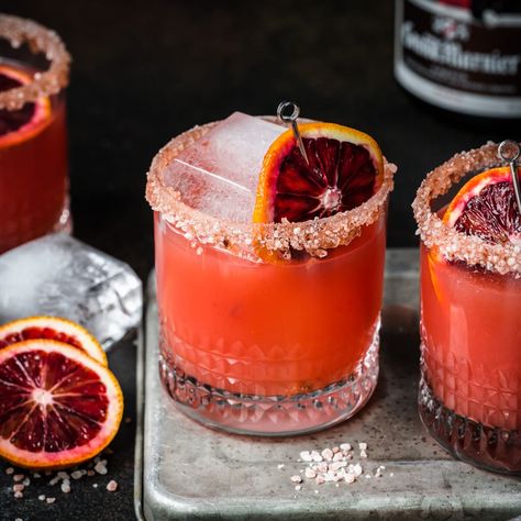 Grand Marnier Margarita, Blood Orange Margarita Recipe, Blood Orange Recipes, Orange Simple Syrup, Blood Orange Cocktail, Orange Margarita, Classic Margarita Recipe, Crowded Kitchen, Blood Orange Margarita