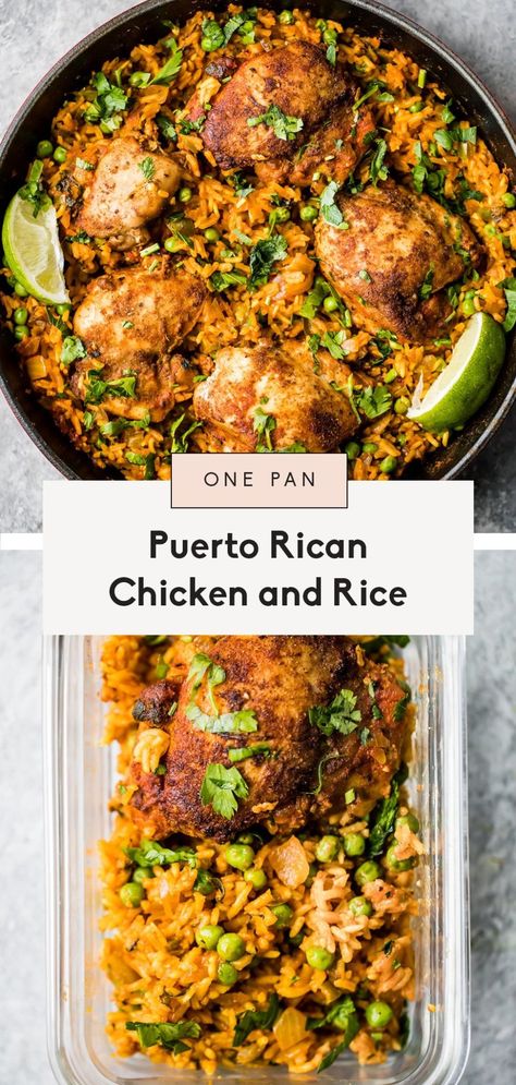 Puerto Rican Chicken And Rice, Rice Ideas, Puerto Rican Chicken, Pollo Recipe, Rice Fried, Honey Baked, Garlic Spinach, Savory Rice, Baked Rice