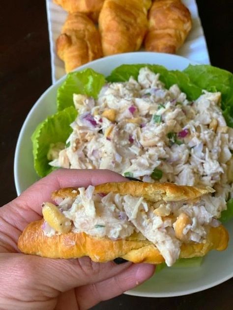 Asian Cashew Chicken Salad Chicken Salad Recipe With Cashews, Cashew Chicken Salad Sandwich, Asian Chicken Salad Sandwich, Cashew Chicken Salad Recipe, Chicken Salad With Cashews, Asian Cashew Chicken, Reunion Recipes, Cashew Chicken Salad, Asian Chicken Salad Recipe