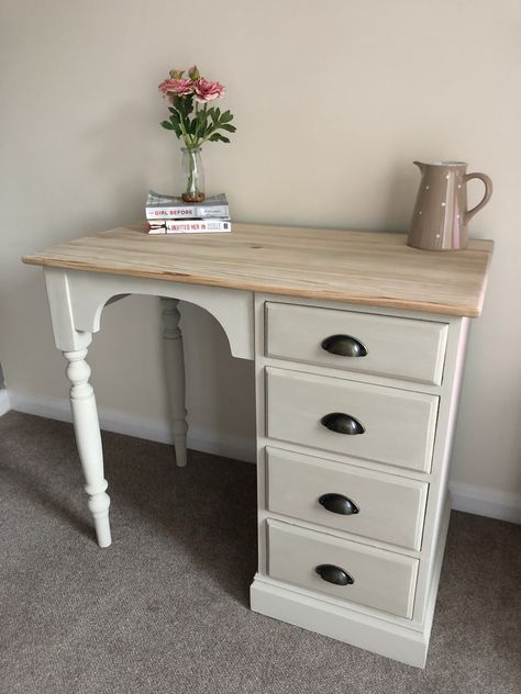 Upcycled Furniture Dressing Table, Country Dressing Table, Pine Dressing Table Makeover, Pine Desk Upcycle, Boho Desk Makeover, Pine Dressing Table Upcycle, Pine Desk Makeover, Dressing Table Revamp, College House Bedroom