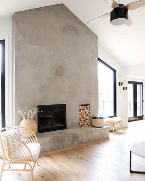 Scandinavian Fireplace, Fireplace Feature Wall, Photographer Content, Dream House Aesthetic, Brick Fireplace Makeover, Sunken Living Room, Concrete Fireplace, Dream Kitchens Design, London Ontario