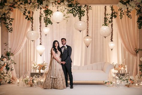 Monal + Neal — Indian Wedding Planner Orange County I Blue Lotus Insights Wedding Reception Stage Design, Bright Indian Wedding, Nikkah Photography, Diy Stage, Garba Night, Indian Wedding Decorations Receptions, Engagement Stage Decoration, Reception Stage Decor, Wedding Stage Backdrop